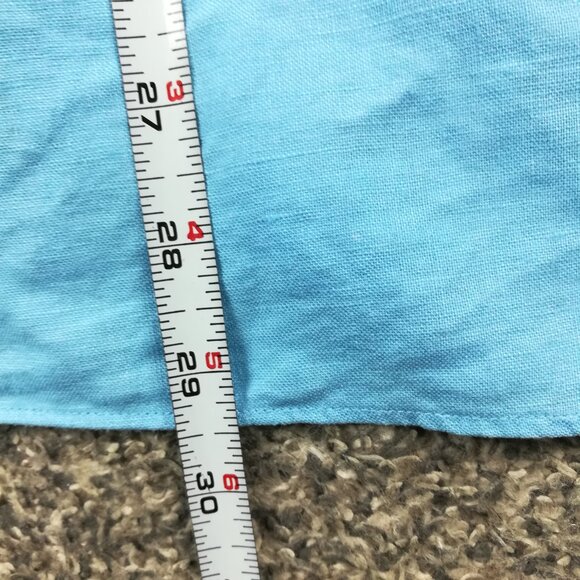 Vintage J Crew Shirt 100% Linen Short Sleeve Button Down Blue Mens Medium Y2K - Picture 9 of 10